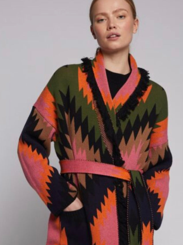 Vilagallo Navajo Jacquard Cardigan