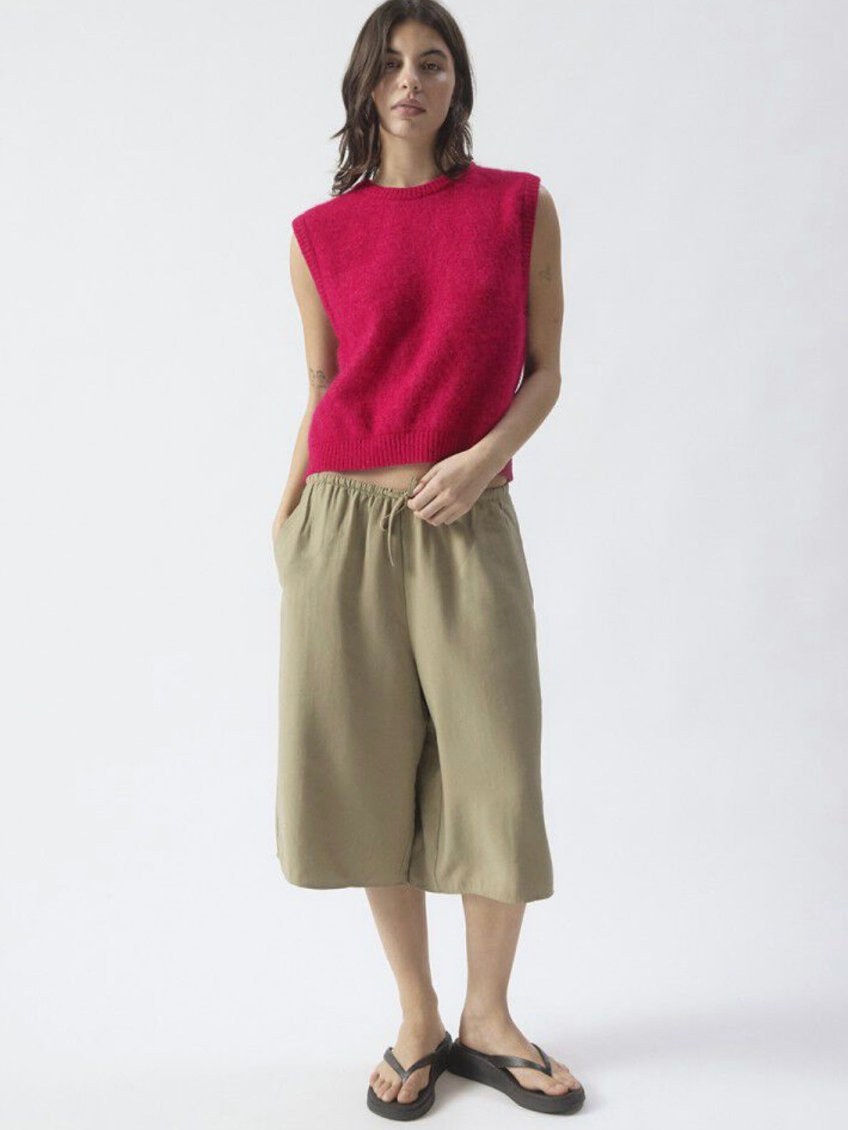 American Vintage Vitow Sleeveless Jumper- Magenta Melange