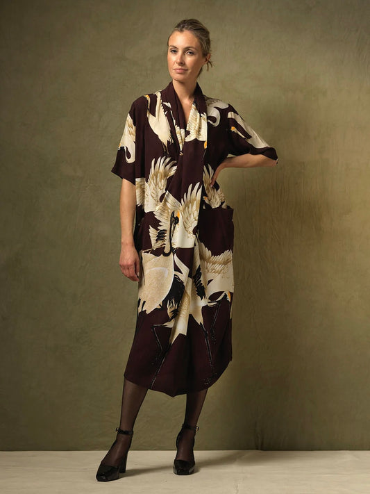 One hundred Stars Stork Burgundy Rachel Dress