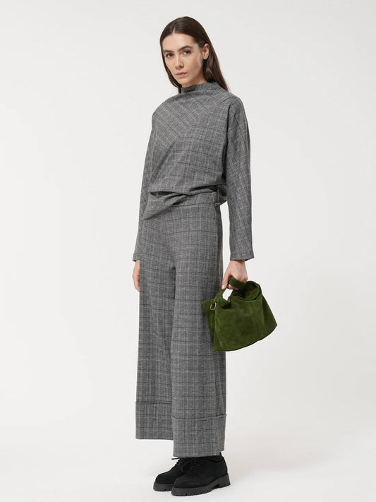 Humility Sophum Wide Grey Checked Trousers