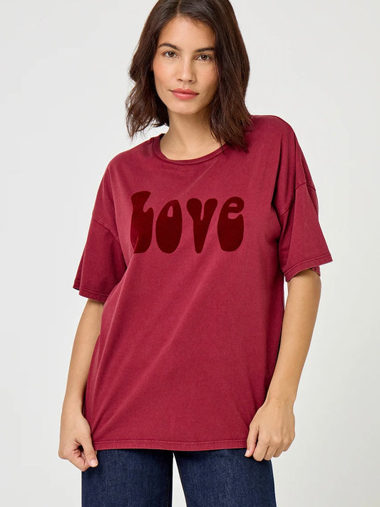 FIVE Love T Shirt -Burgundy