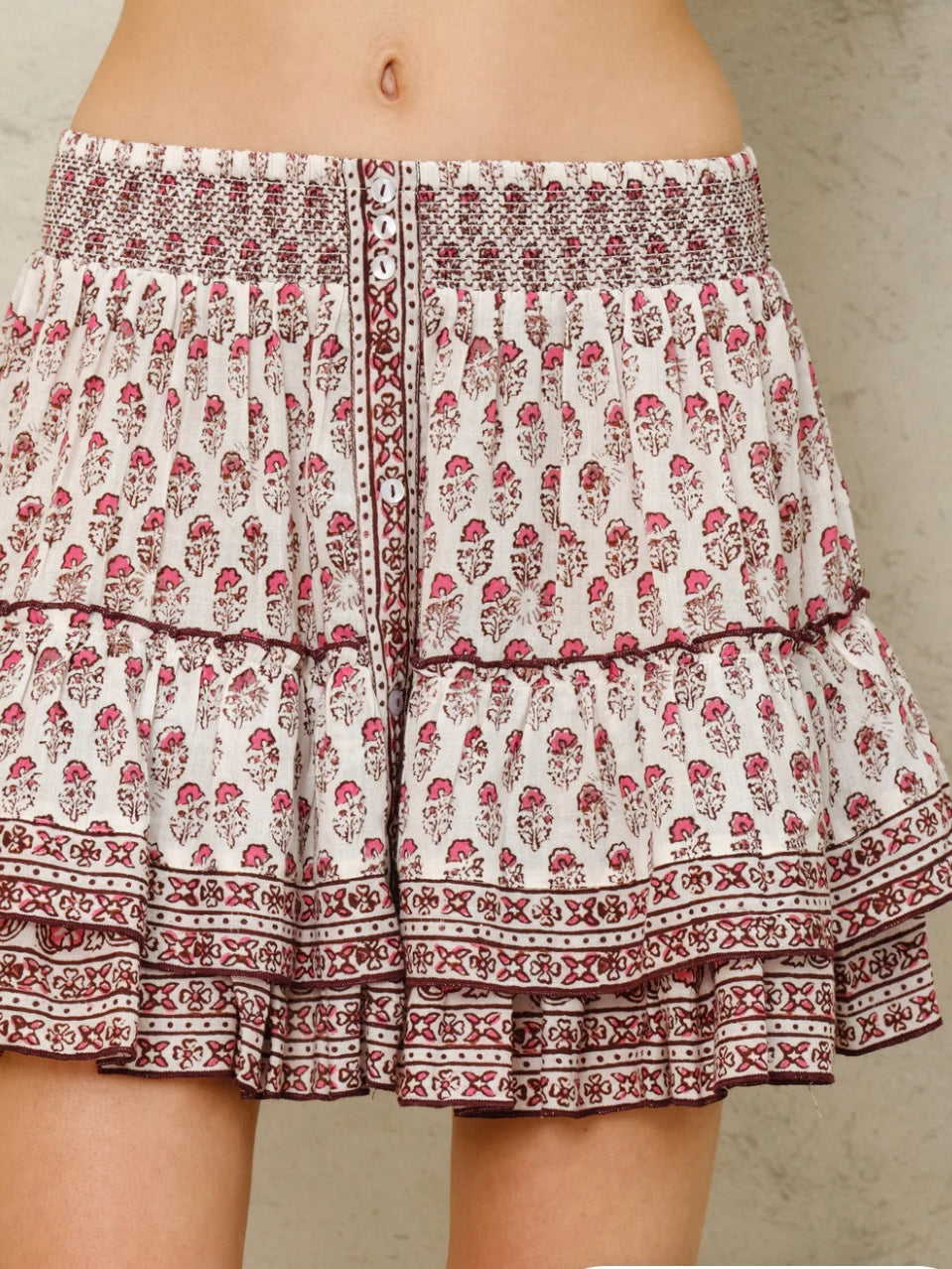M.A.B.E Kiki Print Mini Skirt-Pink