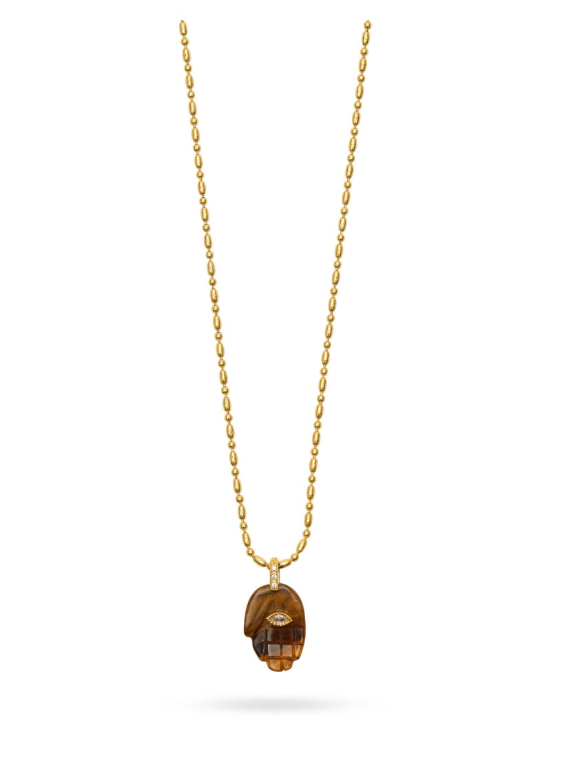 Talis Chains Hamsa Pendant Necklace-Tigers Eye
