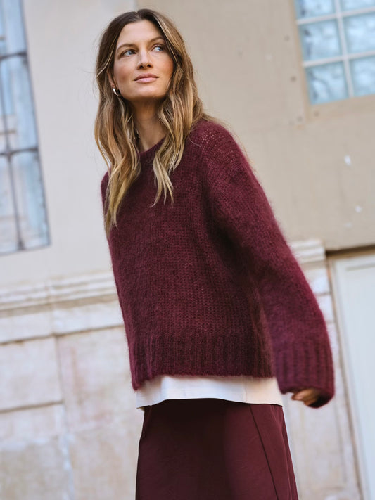Part Two Mohair Pullover-Tawny Port