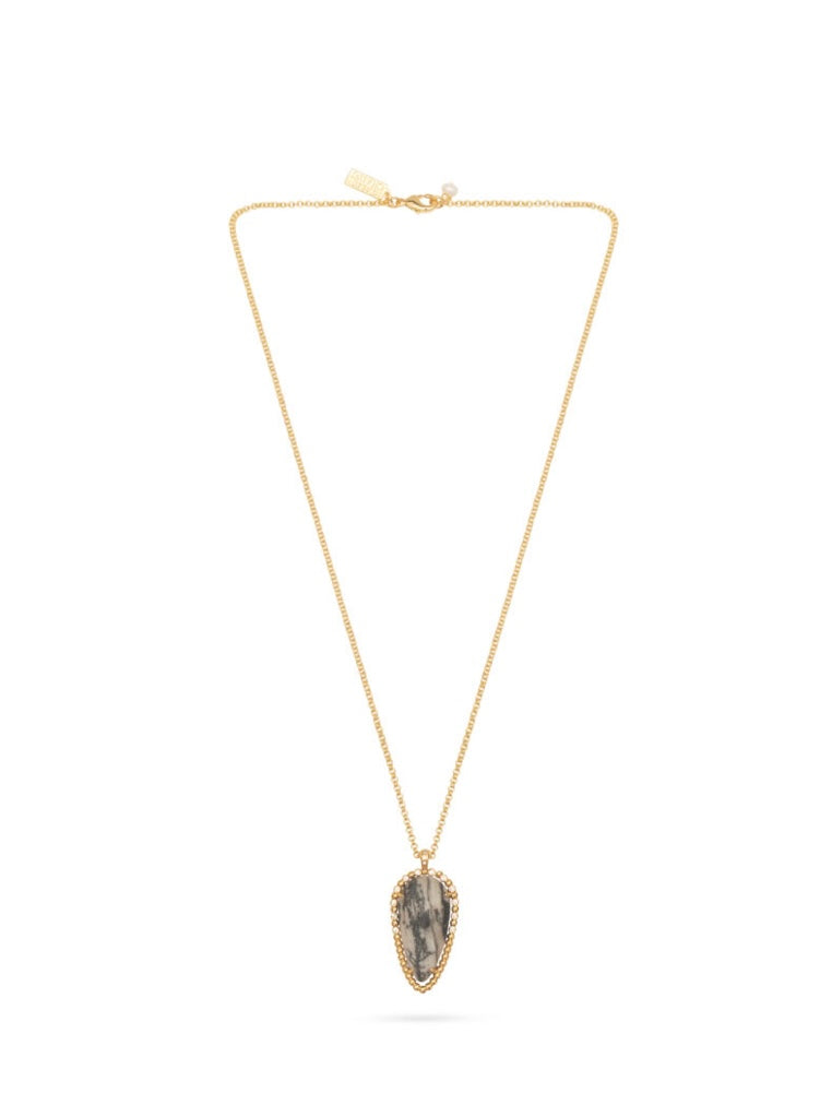 Talis Chains Oval Pendant Meshy Stone