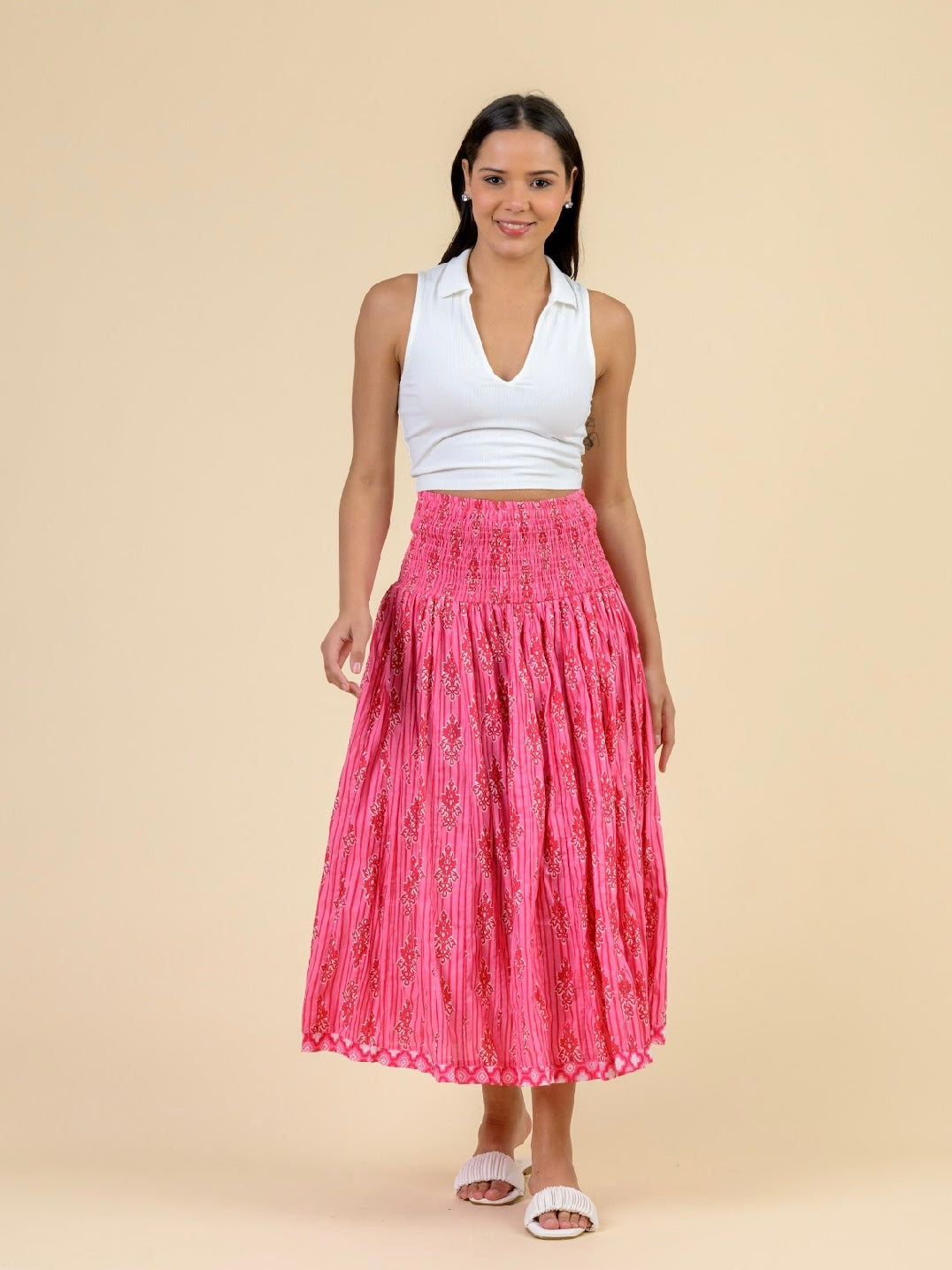 Handprint Dream Apparel Arista Maxi Skirt- Pink Stripe