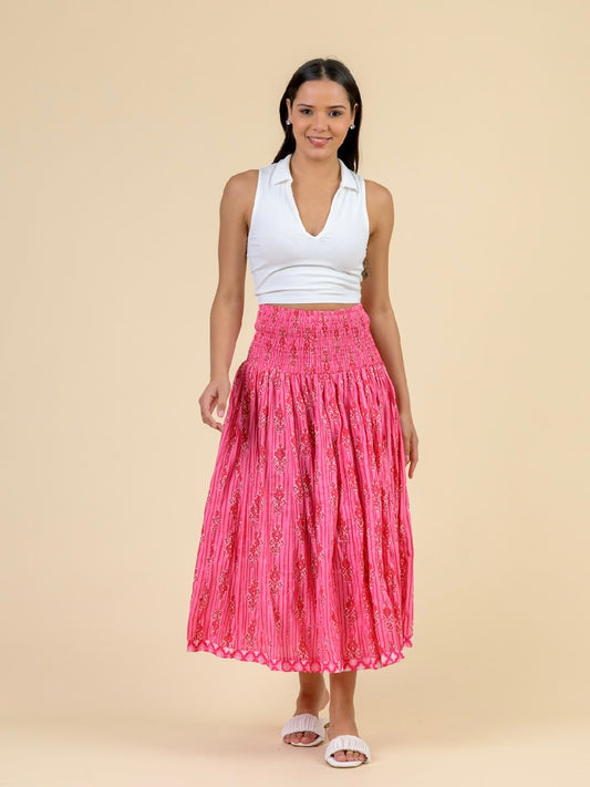 Handprint Dream Apparel Arista Maxi Skirt- Pink Stripe