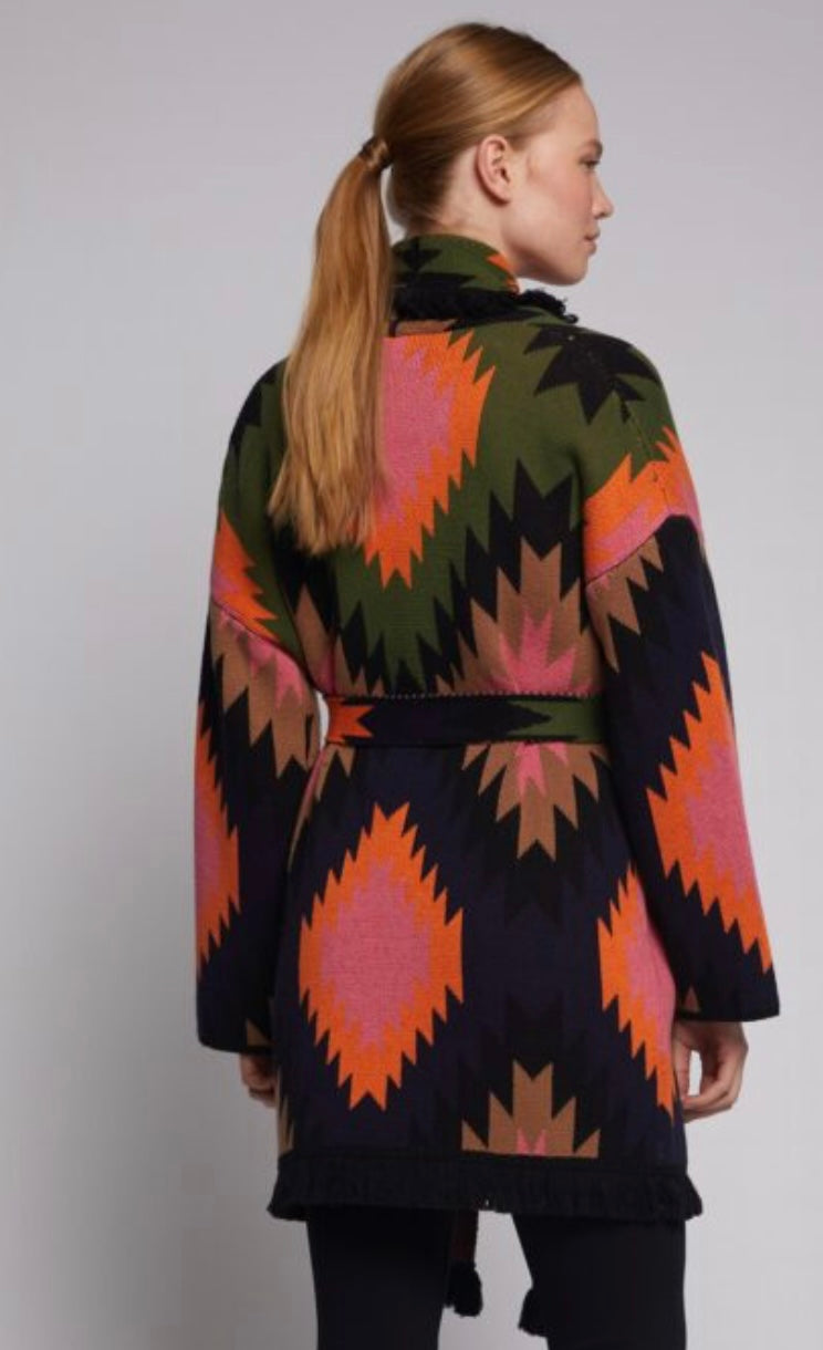 Vilagallo Navajo Jacquard Cardigan