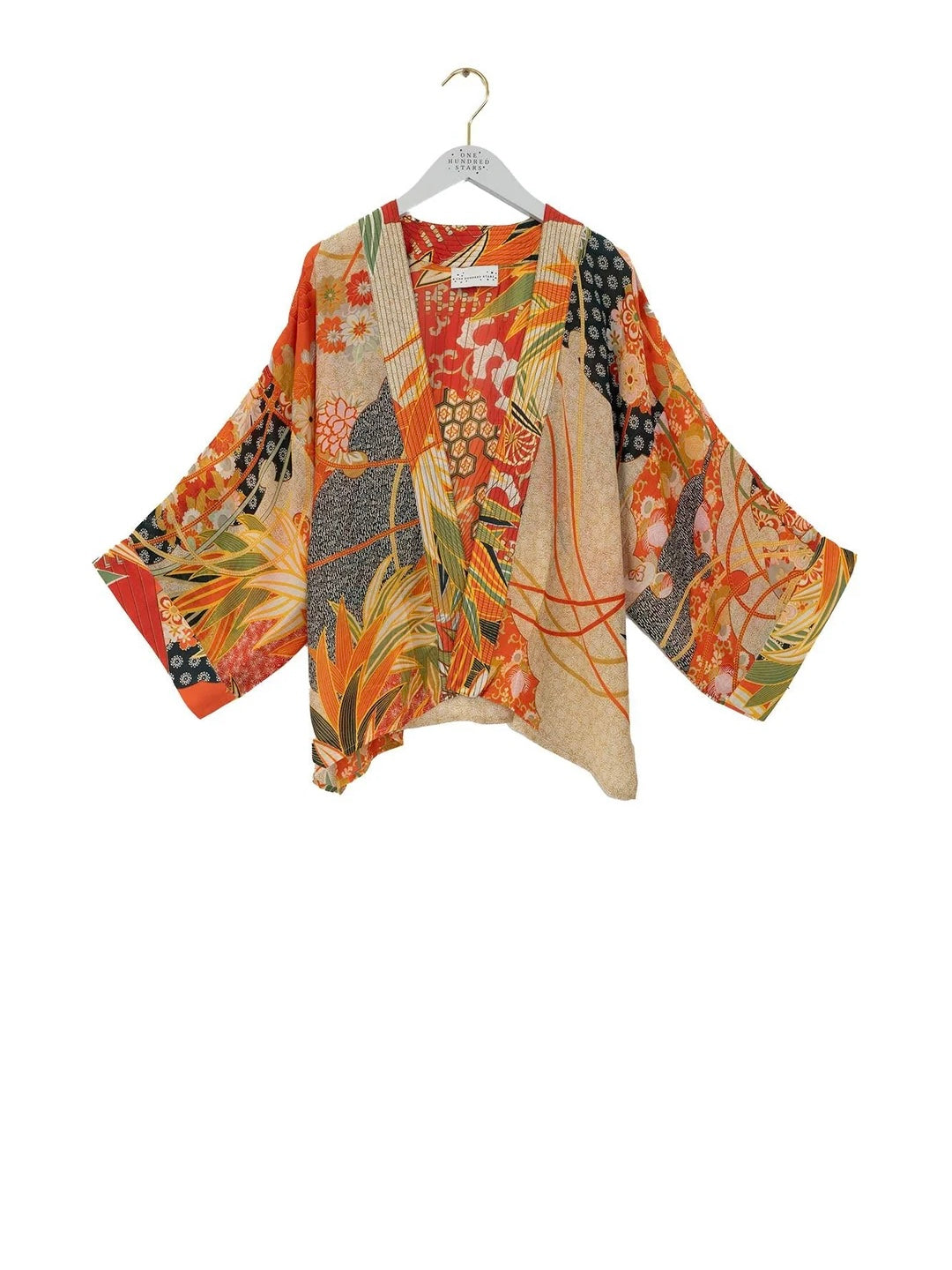 One Hundred Stars Fans Scarlet Kimono