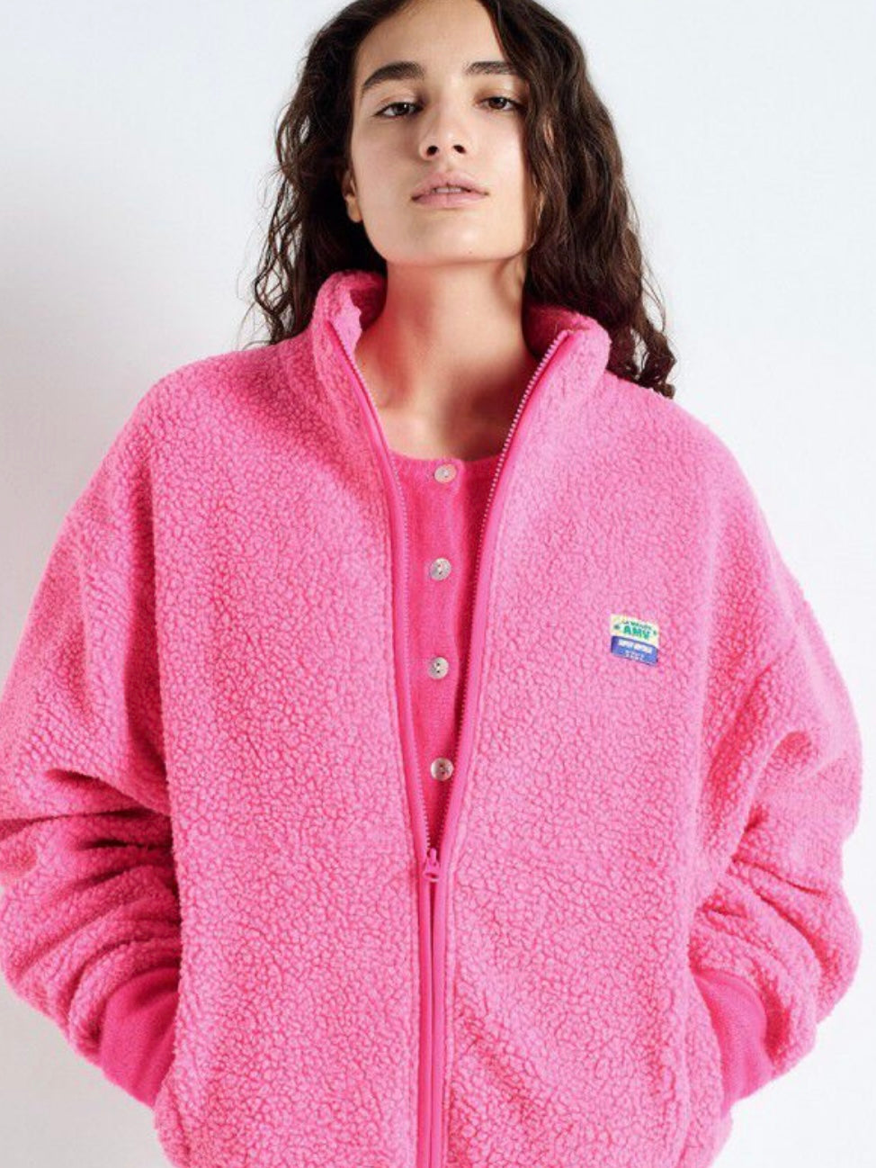 American Vintage Hoktown Fleece Jacket - Pink Melange