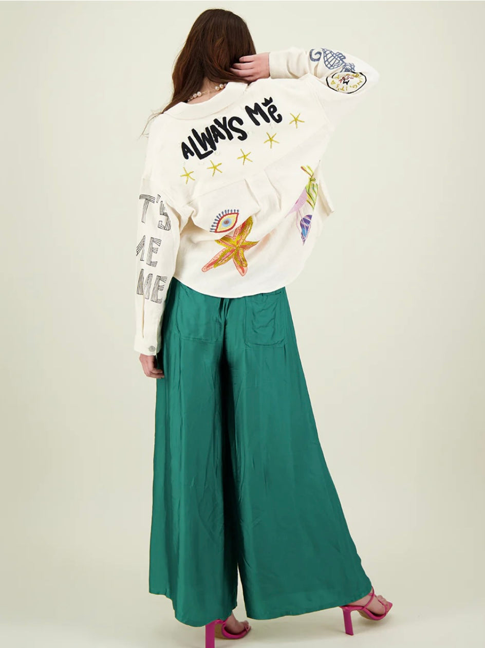 Me369 Annie Wide Leg Pants Green