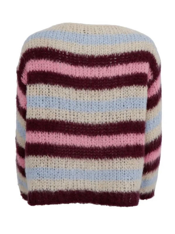 Black Colour Effie Striped Jumper-Bluish Plum