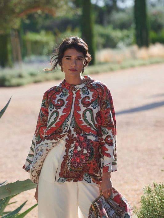 One Hundred Stars Fiesta Orange Linen Jacket