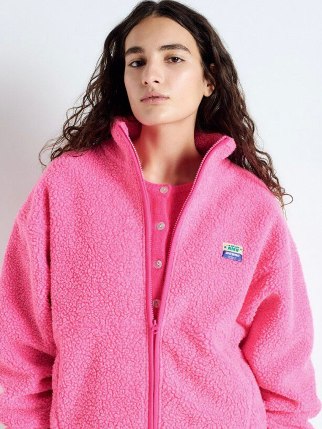 American Vintage Hoktown Fleece Jacket - Pink Melange