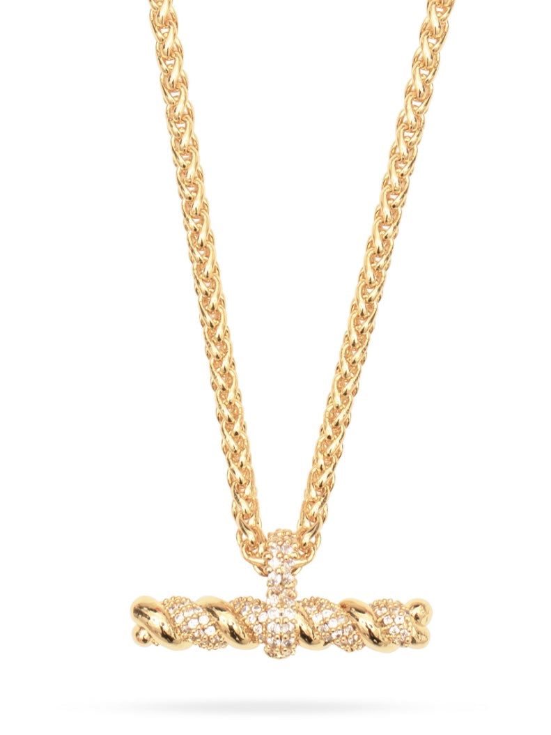 Talis Chains T-Bar Pendant Necklace CZ