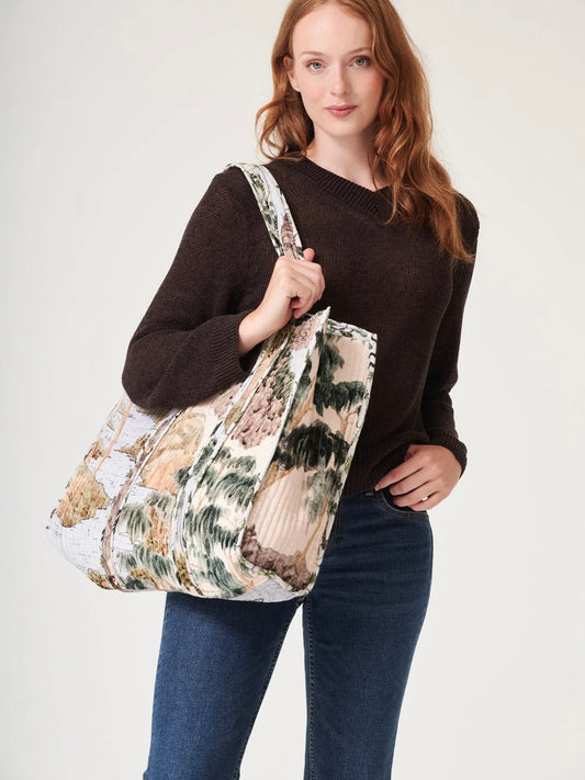 One Hundred Stars Velvet Tote Bag Rivers and Trees