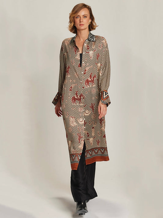 Me369 Athena Collar Dress-Rodeo