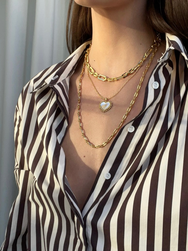 Talis Chains Mini Heart Pendant Necklace -Mother of Pearl