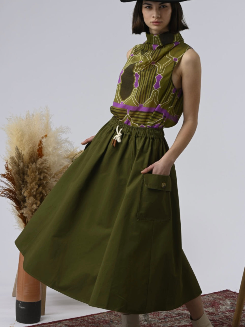 Orfeo Sadie Cargo Skirt Khaki