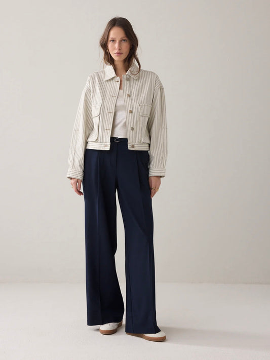 Summum Ivory Denim Jacket with stripe