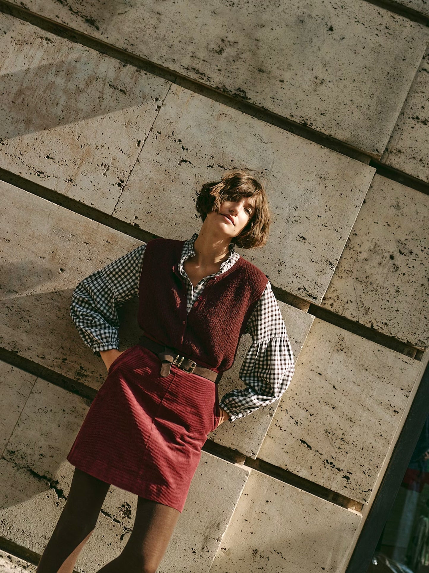 Part Two Pimira Knitted Waistcoat-Tawny Port