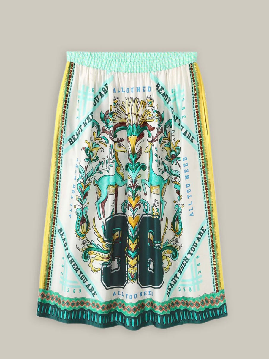 Me369 Vanessa Midi Skirt-Sporty Jade