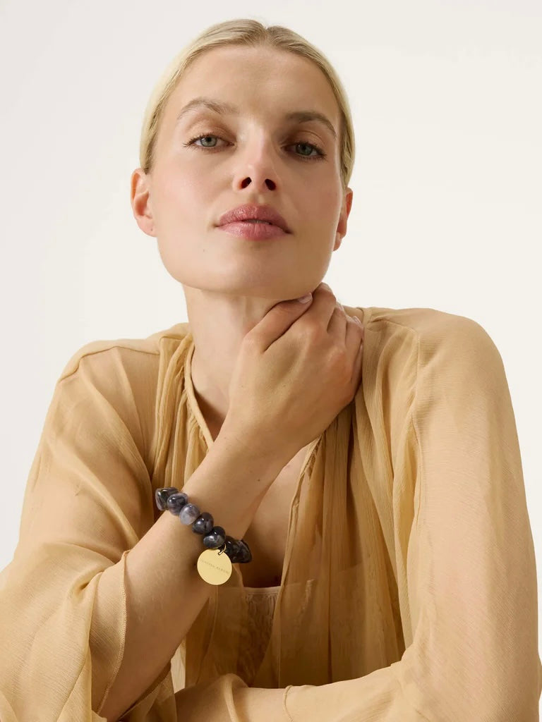 Vanessa Baroni Stone Flex Bracelet Blue Jeans Marble
