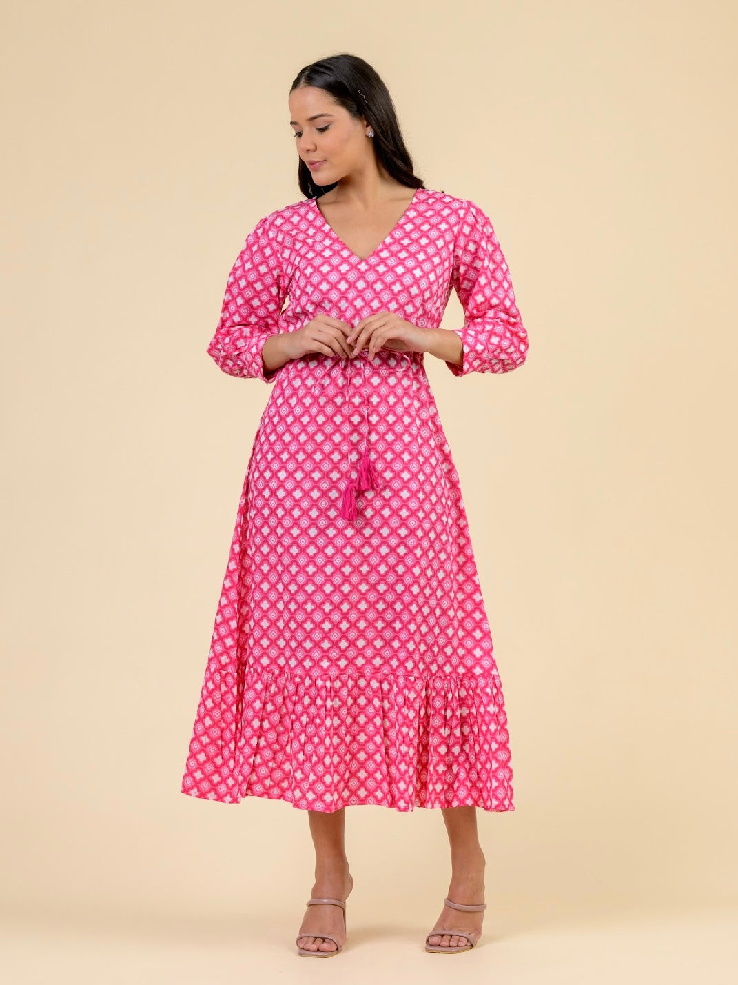 Handprint Dream Apparel Craney Dress-Troy Pink