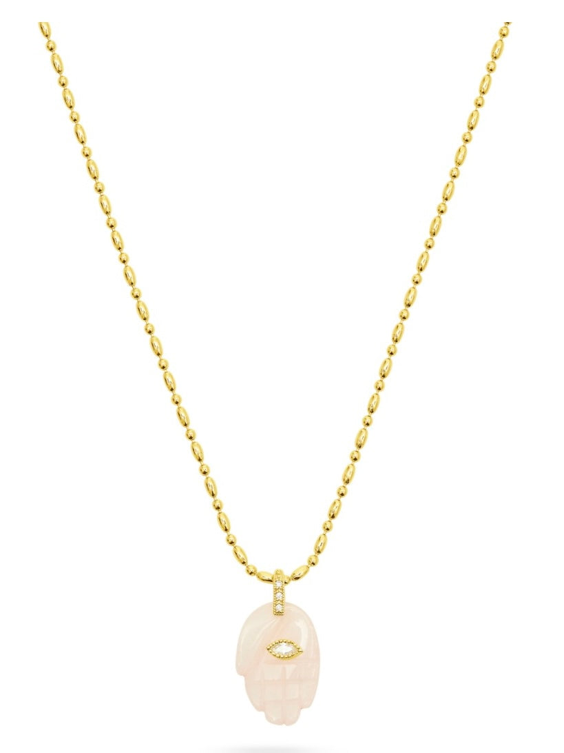 Talis Chains Protective Hand Pendant Rose Quartz