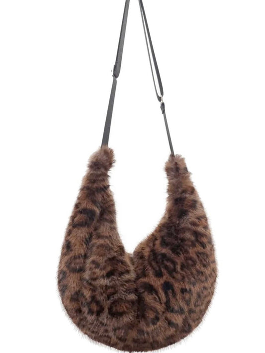 Nooki Sasha Slouch Faux Fur Bag Choc Leo