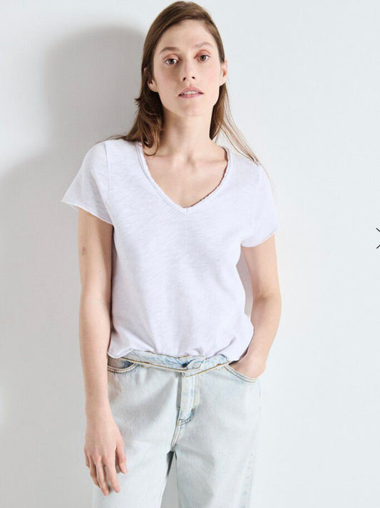 American Vintage Sonoma V neck T shirt-White