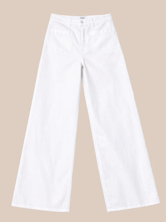 Five Lucie White Wide Leg Trousers