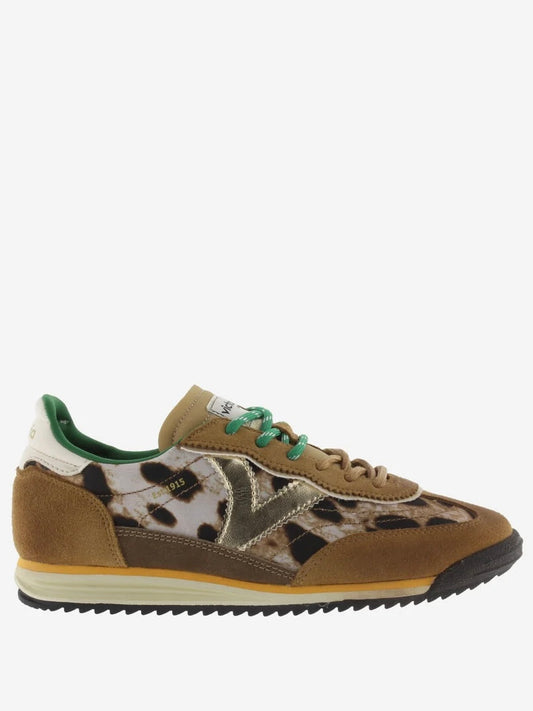 Victoria Saturno Animal Print Nylon & Split Leather Trainers