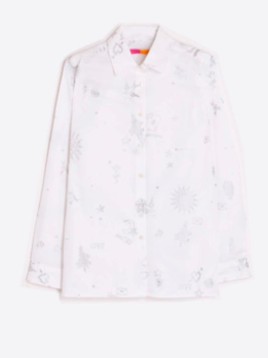 Vilagallo White Flocked Poplin Shirt