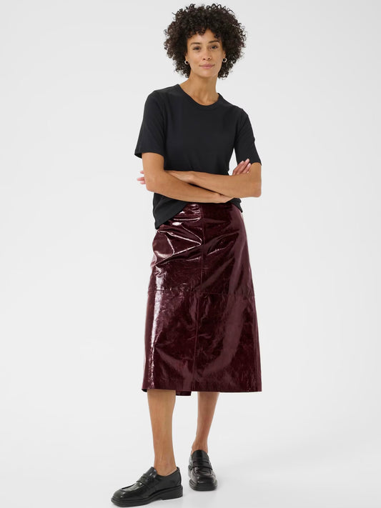 Part Two Sinja Leather Skirt-Tawny Port