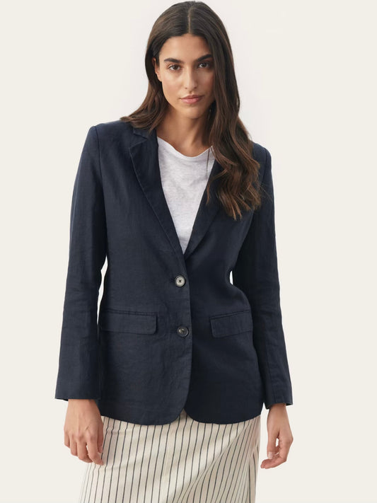 Part Two Nyan Linen Blazer-After Midnight