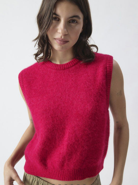 American Vintage Vitow Sleeveless Jumper- Magenta Melange