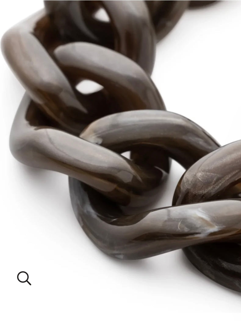 Vanessa Baroni Flat Chain Bracelet Dark Brown Marble