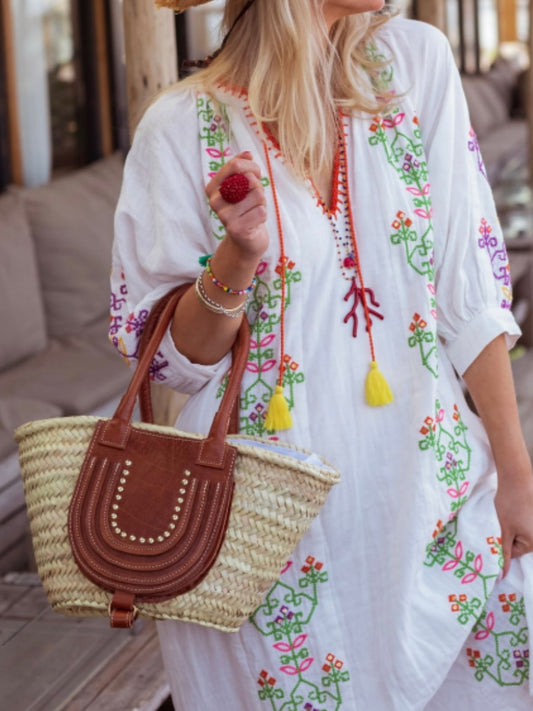 Place du Soleil White Embroidered Dress