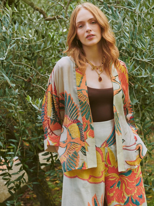 One Hundred Stars Crane Stone Kimono