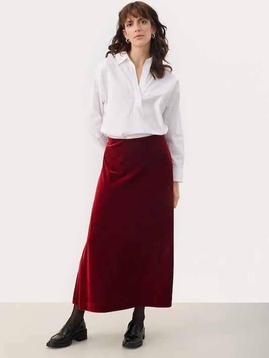 Part Two Meya Velour Skirt Red
