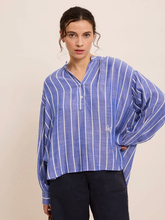 Five Barbara Blouse-Blue Stripe