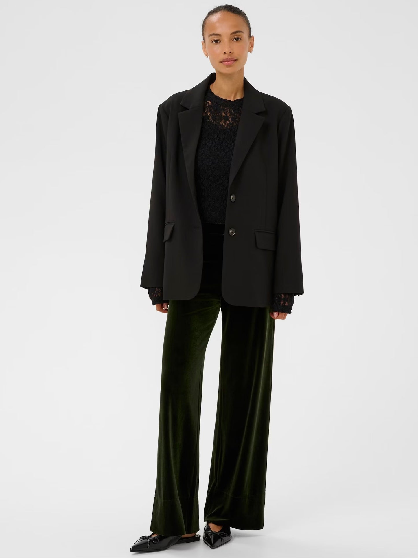 Part Two Varla Green Velour Trousers