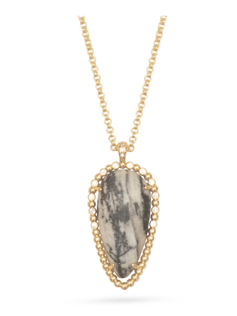 Talis Chains Oval Pendant Meshy Stone