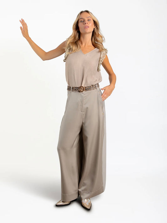 Coster Copenhagen Wide Pants-Grey Sand