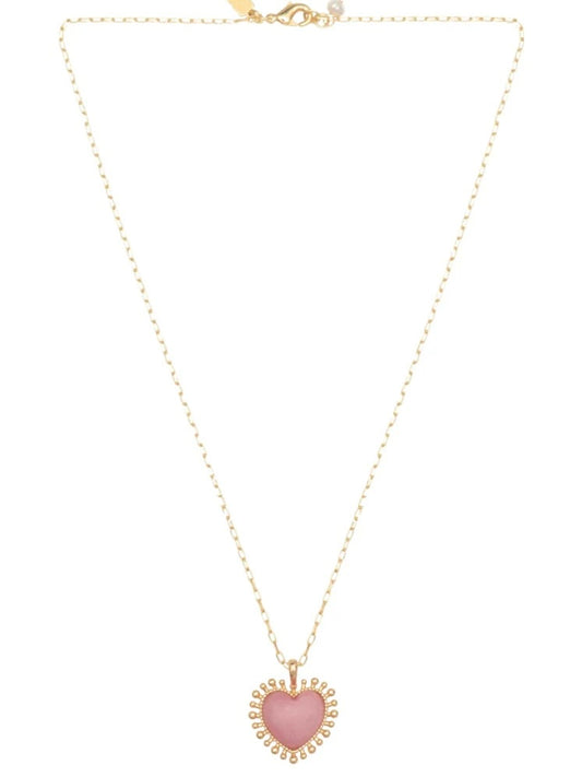 Talis Chains Mini Heart Pendant Necklace-Pink Jade