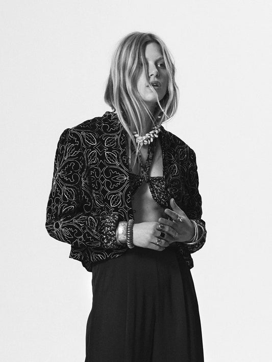 Maison Hotel Odette Embroidered Black Jacket