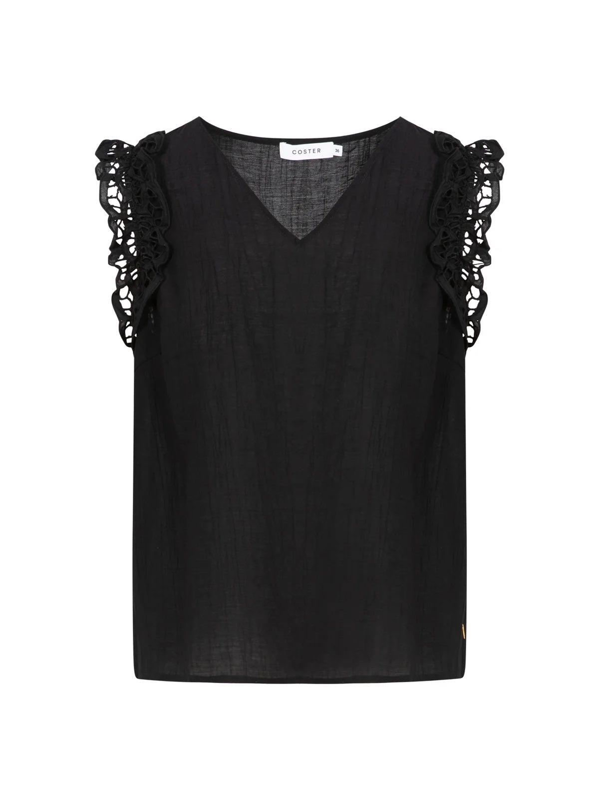Coster Copenhagen Black Top with Lace Sleeves