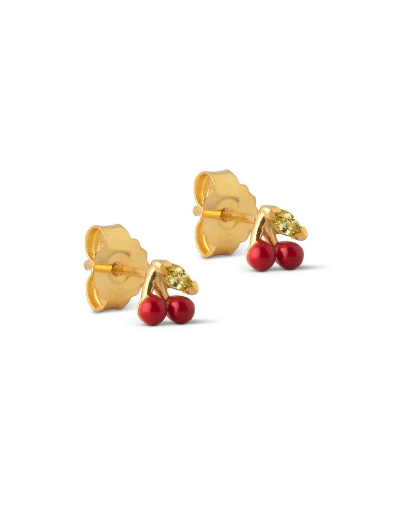 Enamel Copenhagen Red Cherry Studs