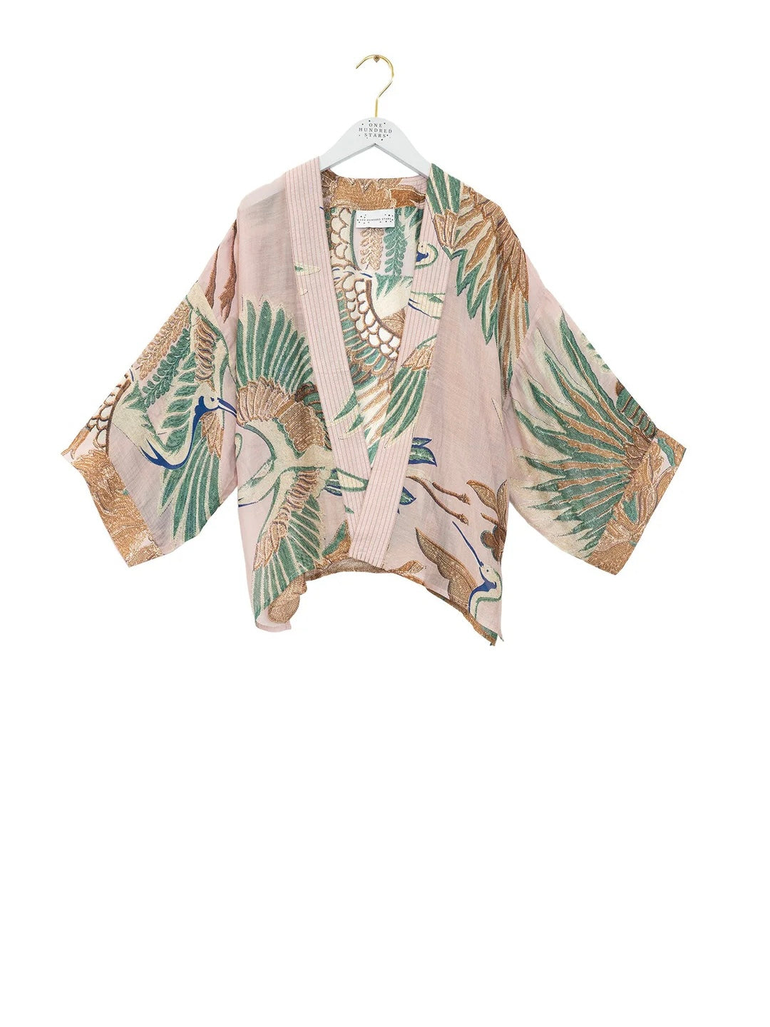 One Hundred Stars Crane Kimono-Plaster Pink